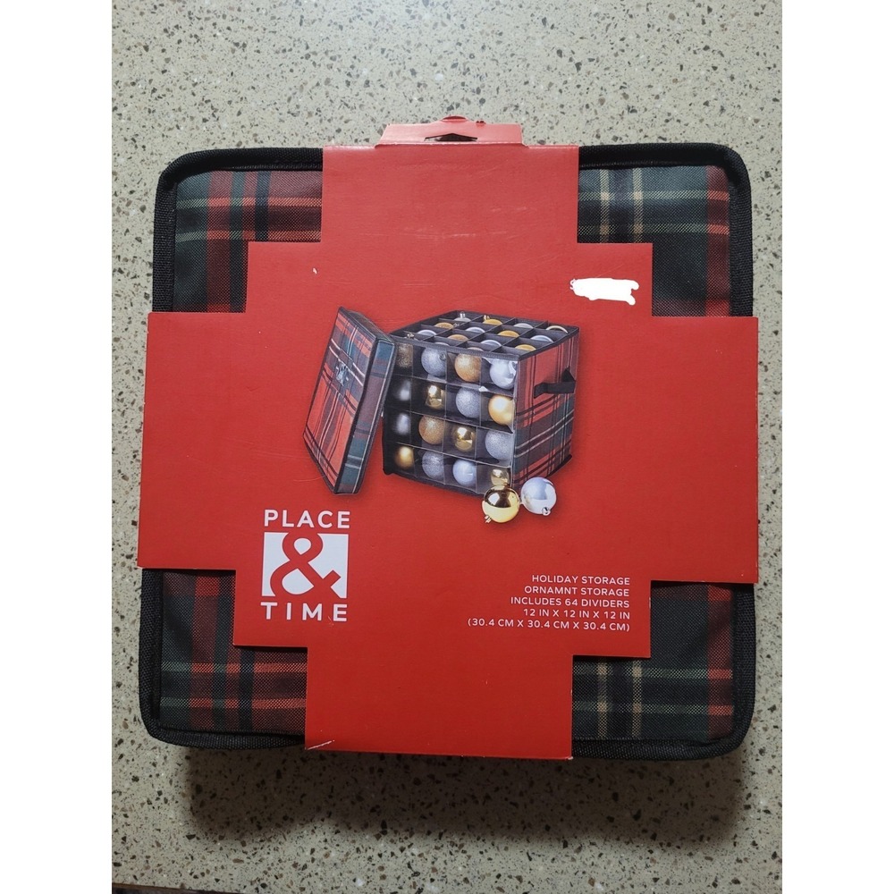 Christmas Ornament Fabric Storage Box Includes 64 Dividers 12 In X 12 In X 12 In